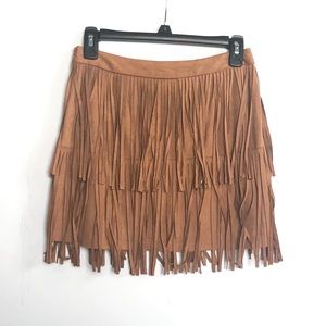 🌴Camel Fringe Skirt